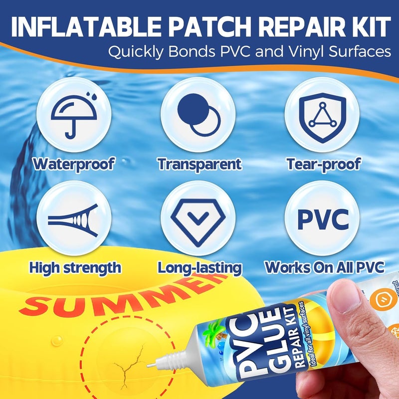 AAROVIBE Air Mattress Patch Kit, UV Resistant and Heavy Duty Waterproof Vinyl Patch Kit, Air Mattress Repair kit for Swimming Pools, PVC Boats, Tent, Kayaks, Inflatable Toys - Image 2
